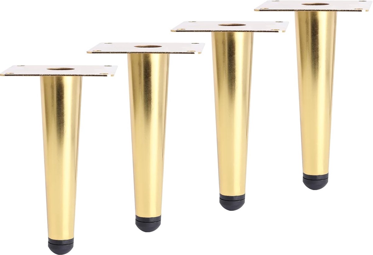 Furniture legs - 4 pieces - 15 cm - Table legs - Furniture leg - Sofa leg - Furniture legs - Cabinet legs - Furniture leg fittings - Gold - Metal - For cabinet, sofa and table - Image 1