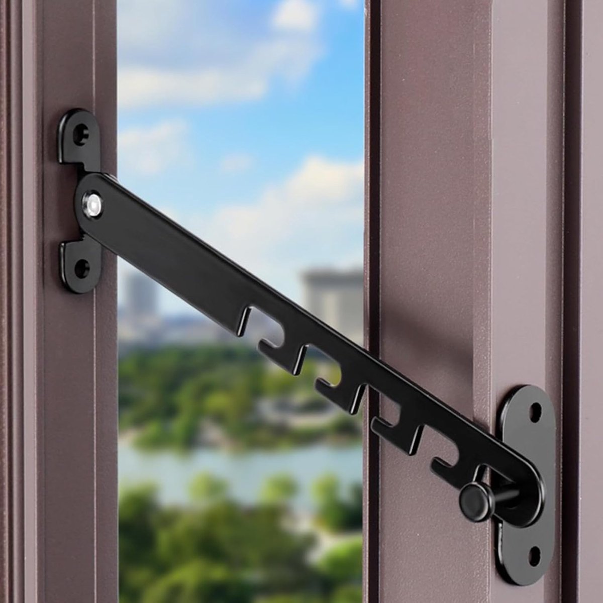 Window and Door Stopper - 2 pieces - Window Limiter - Window Security - Child Lock Window - Window Lock - 16cm - with Mounting Material - Black - Image 4