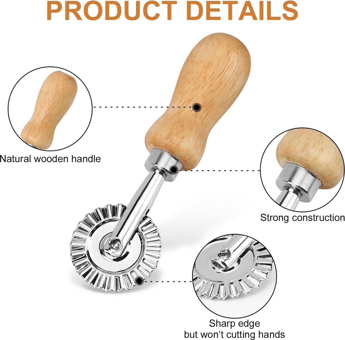 Set of 4 ravioli cutters - Ravioli makers with wooden handle - Set of 3 shape cutters and 1 pasta wheel for cutting homemade ravioli - Image 2