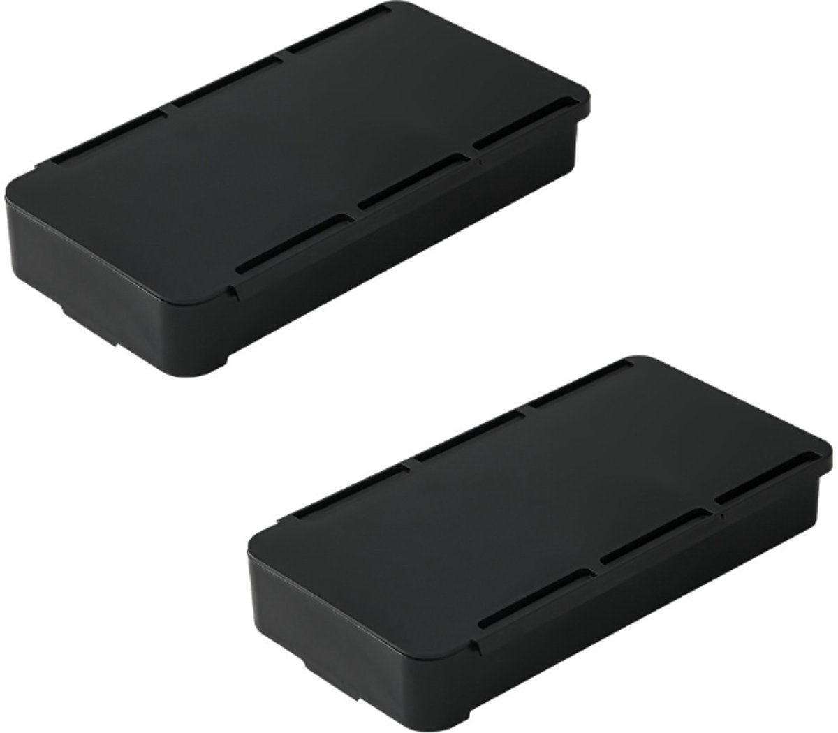 Desk organizer - 2 pieces - Drawer dividers - Self-adhesive - Under desk drawer organizer - Drawer under desk - Hidden desk drawer - For shelves, desks and tables - Black - 19.8*10.5*3.3 cm - ABS - Image 1
