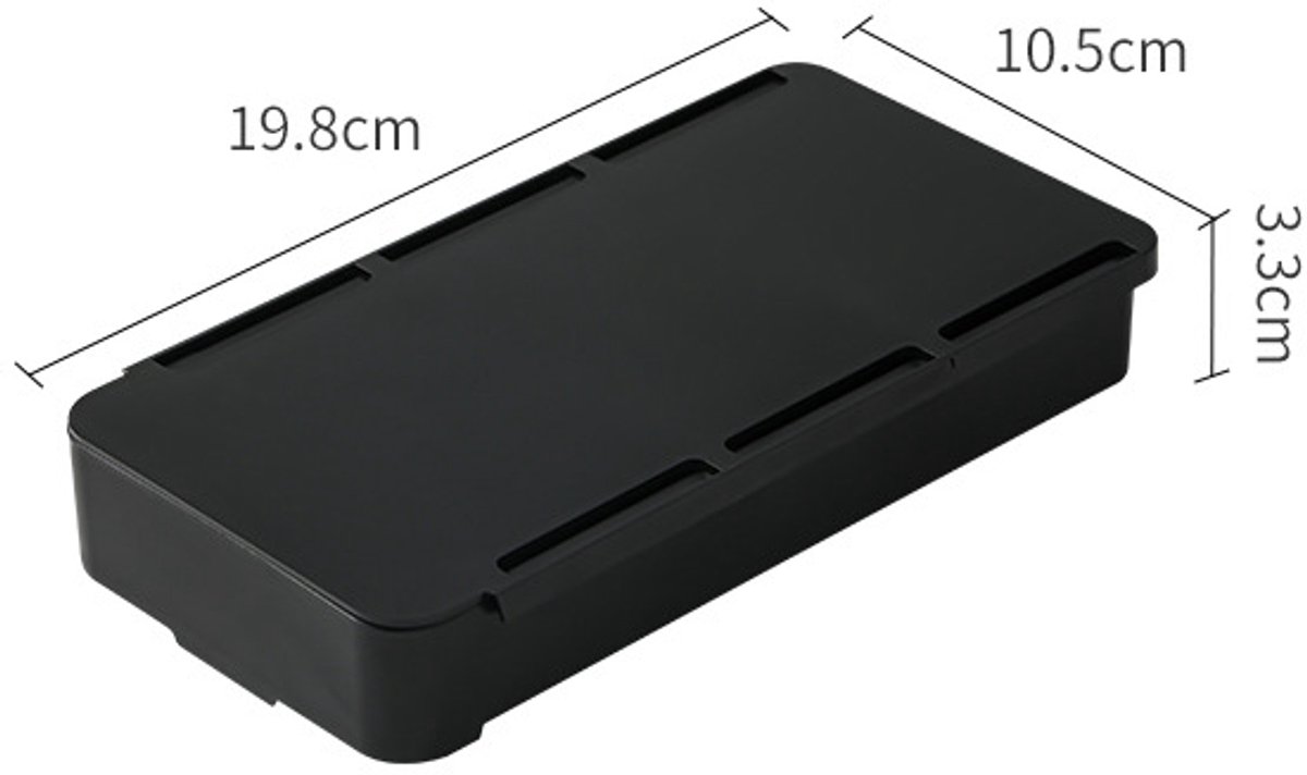Desk organizer - 2 pieces - Drawer dividers - Self-adhesive - Under desk drawer organizer - Drawer under desk - Hidden desk drawer - For shelves, desks and tables - Black - 19.8*10.5*3.3 cm - ABS - Image 3