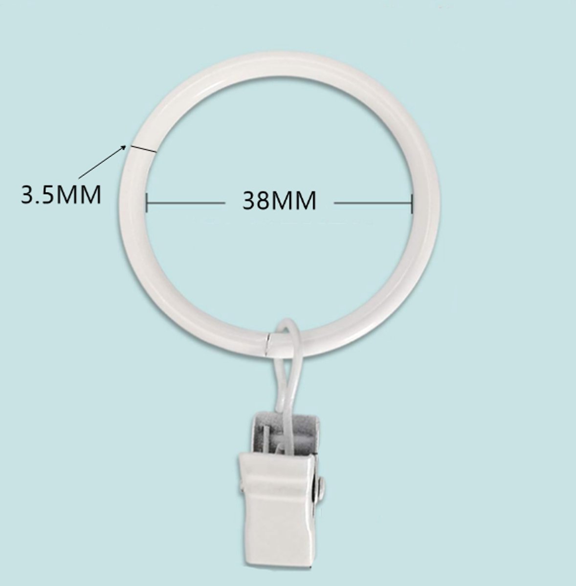 Curtain rings - 45 pieces - Inner diameter 3.8CM - White - Curtain clips for curtain rods - Metal clamps with clip - Hooks for shower curtains, towels, tea towels and dishcloths - Curtain hooks - Curtain hooks - Image 6