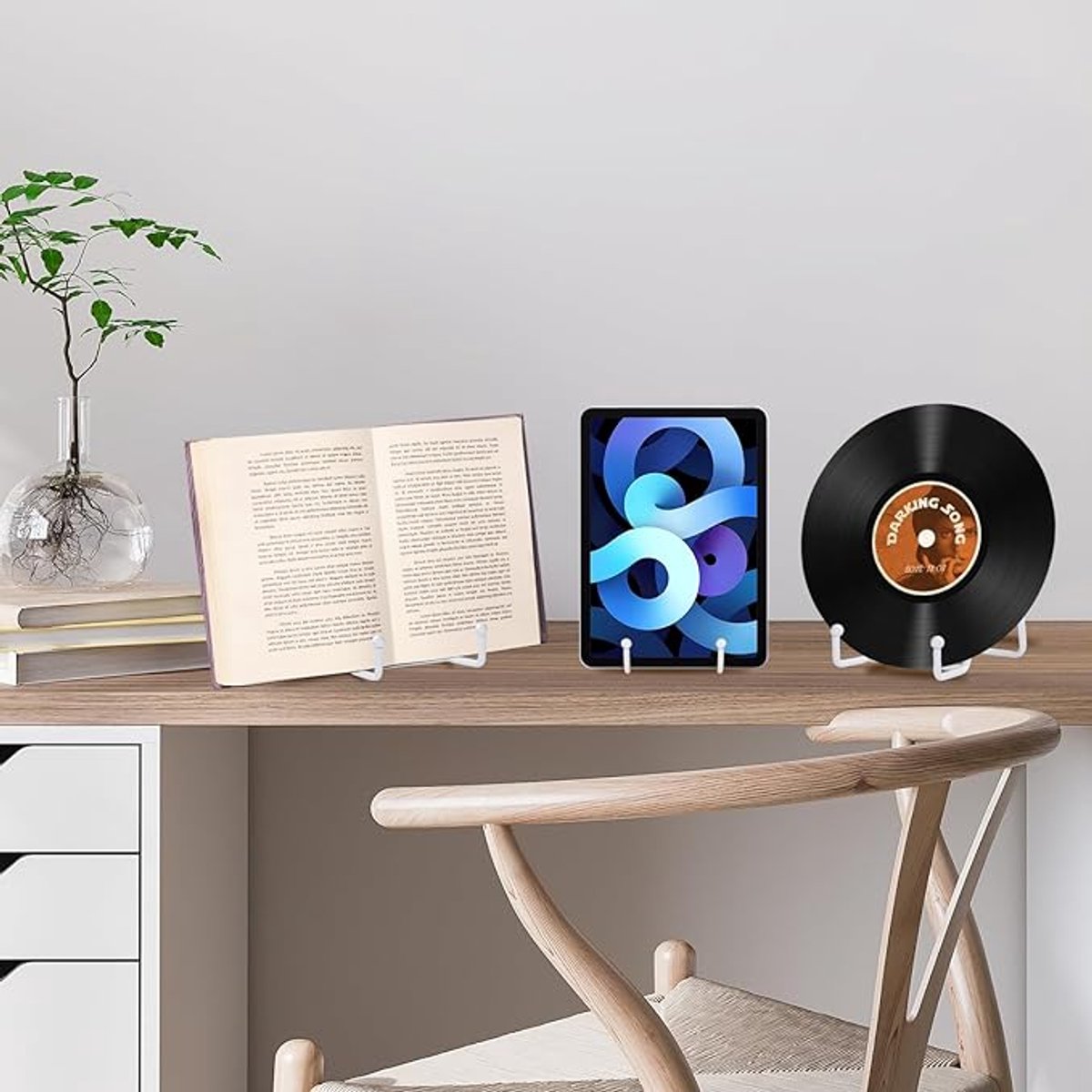 pieces - Plate stand - Display - Holder - Decorative plates - Books - Photo frame stand - Plates - Rack - Kitchen cabinet - Metal - white - 7.5*14 cm - Image 2