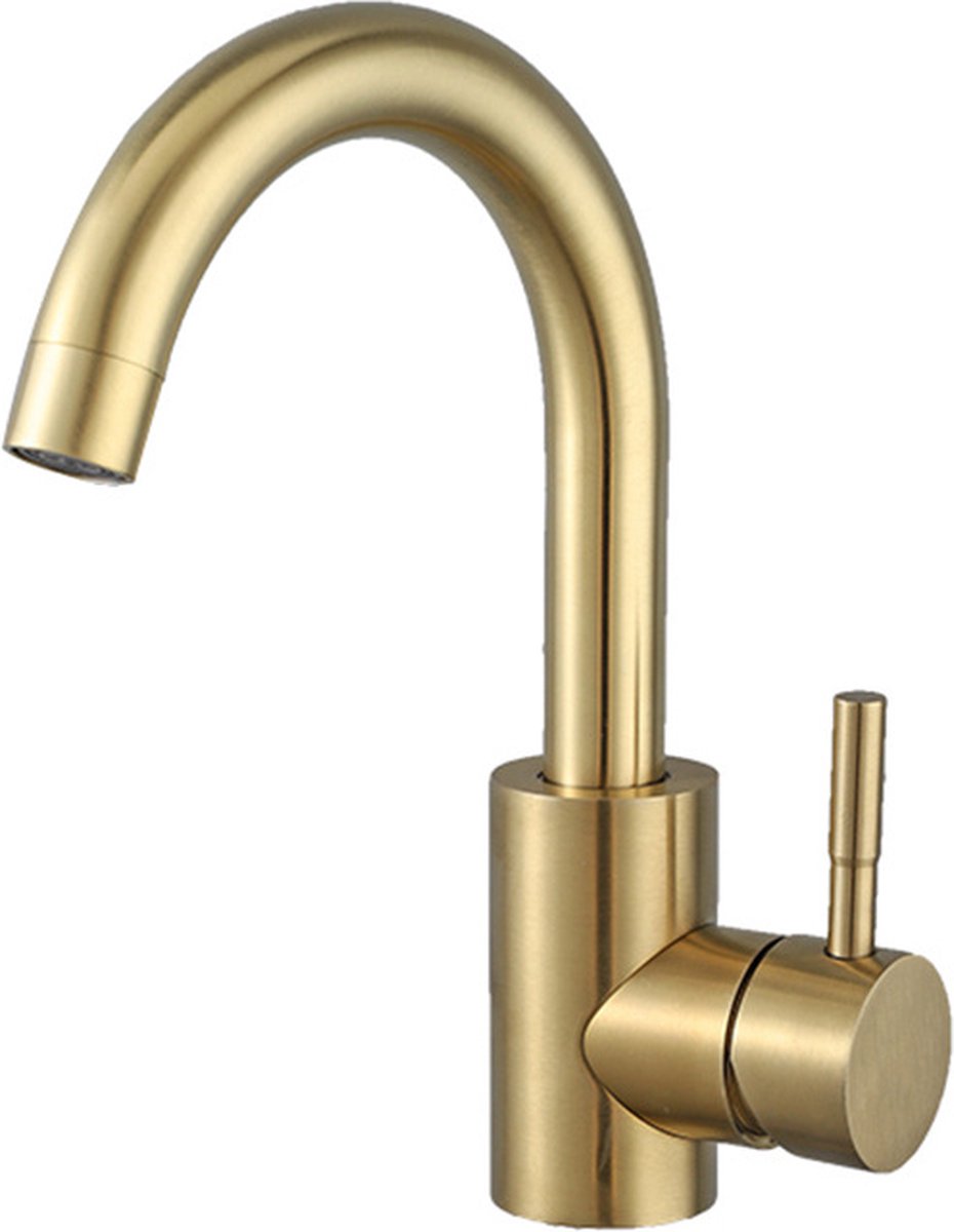 Faucet - Kitchen Faucet - Sink Faucet - 360° Rotatable Mixer Tap - Stainless Steel - Gold - with Cover Plate - for 1-3 Hole Installation - Image 1