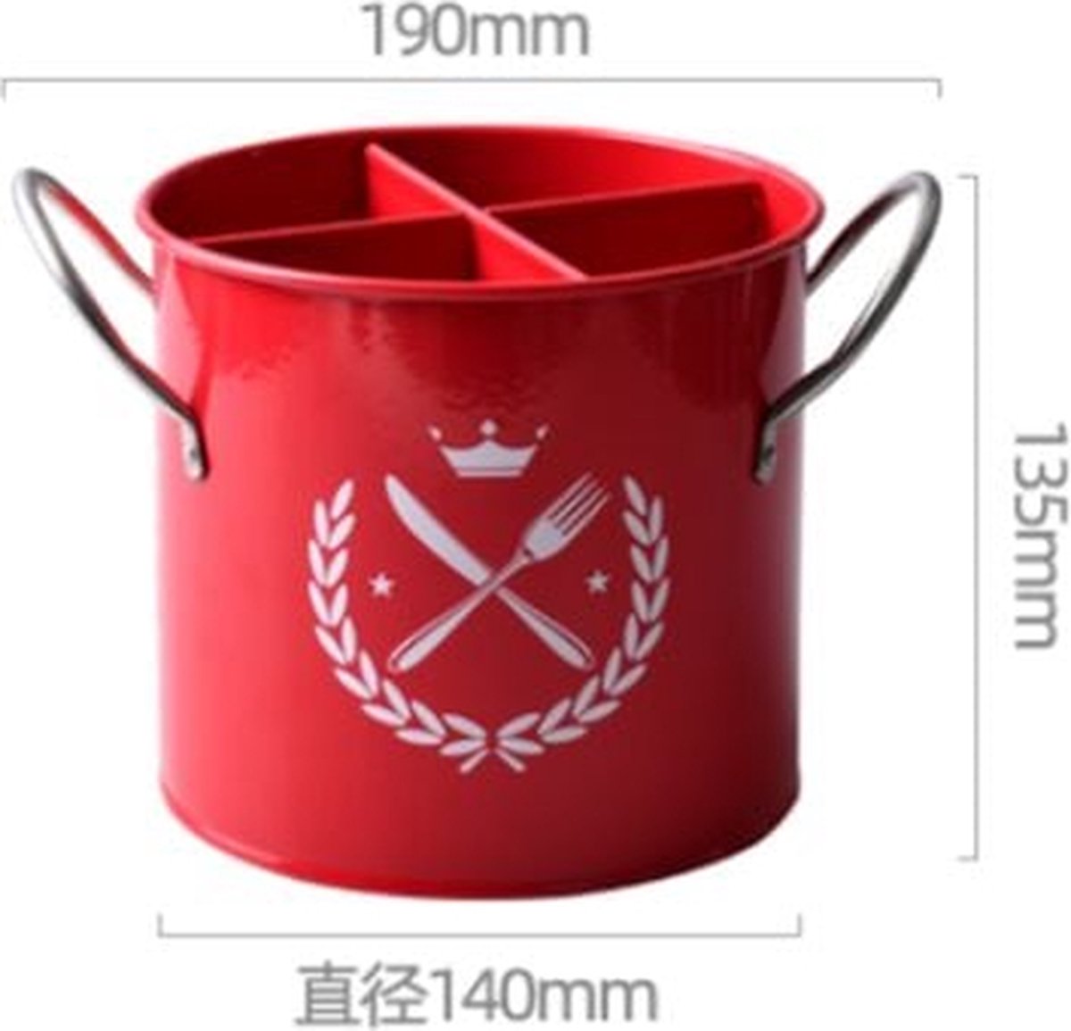 Kitchen Utensil Holder - Kitchen Utensil Organizer - Utensil Pot - Countertop Organizer - 19*13.5*14CM - with Handle and Removable Divider - Stainless Steel - Red - for Cookware Set, Ladles, Spatulas, and More - Image 5