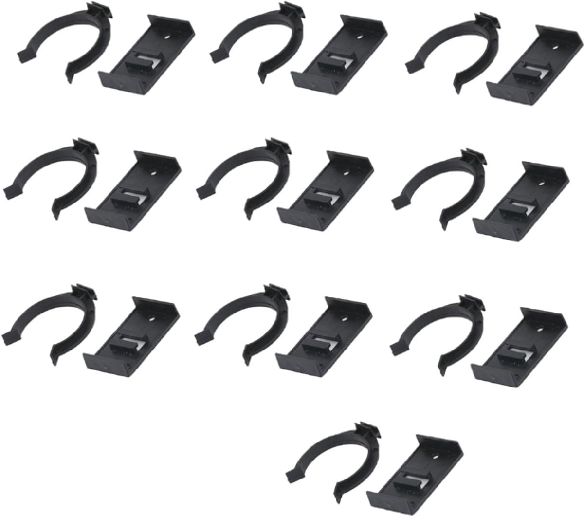 10 pieces - Skirting clips - Furniture clamps - Kitchen plinth hooks - Kitchen plinth clips - For kitchen frames mounting - Black - plastic - For cabinet legs with a diameter of 3.9 cm - For sofa, table, bed, cabinet - Image 1