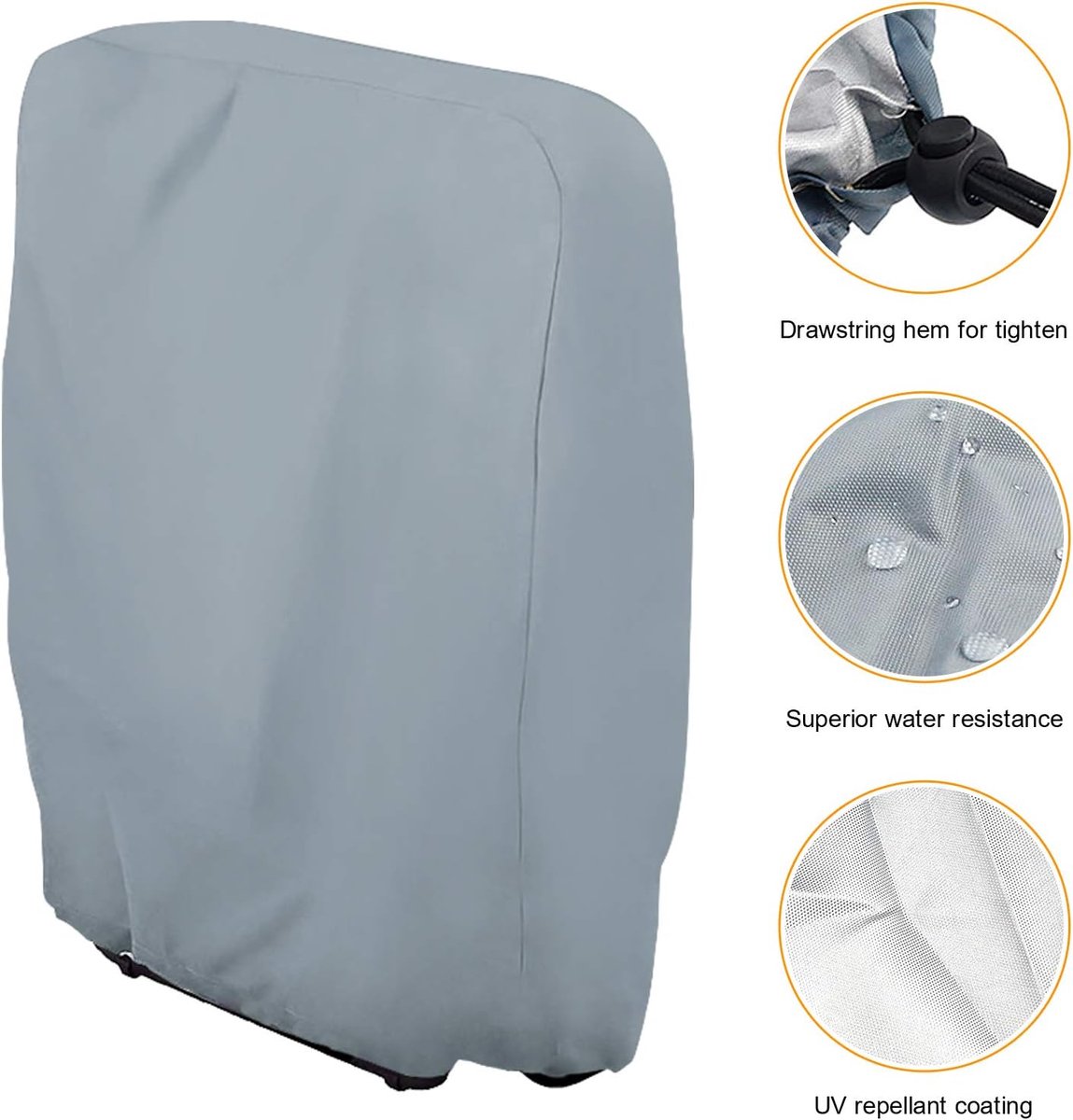 Waterproof Chair Cover - 2 Pieces - Garden Chair Cover - Protective Cover for Garden Furniture - Cover for Folding Chairs - Garden Furniture Cover - Garden Chair Cover - 71x20/34x110cm - For Outdoor Use in the Garden, Balcony or Terrace - Gray - 210D Oxfo - Image 2