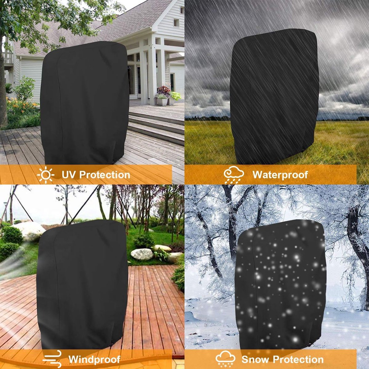 Waterproof Chair Cover - Set of 2 - Garden Chair Cover - Protective Cover for Garden Furniture - Waterproof Chair Cover - Cover for Folding Chairs - Garden Furniture Cover - Garden Chair Cover - 71x20/34x110cm - For Outdoor Use in the Garden, Balcony or T - Image 3