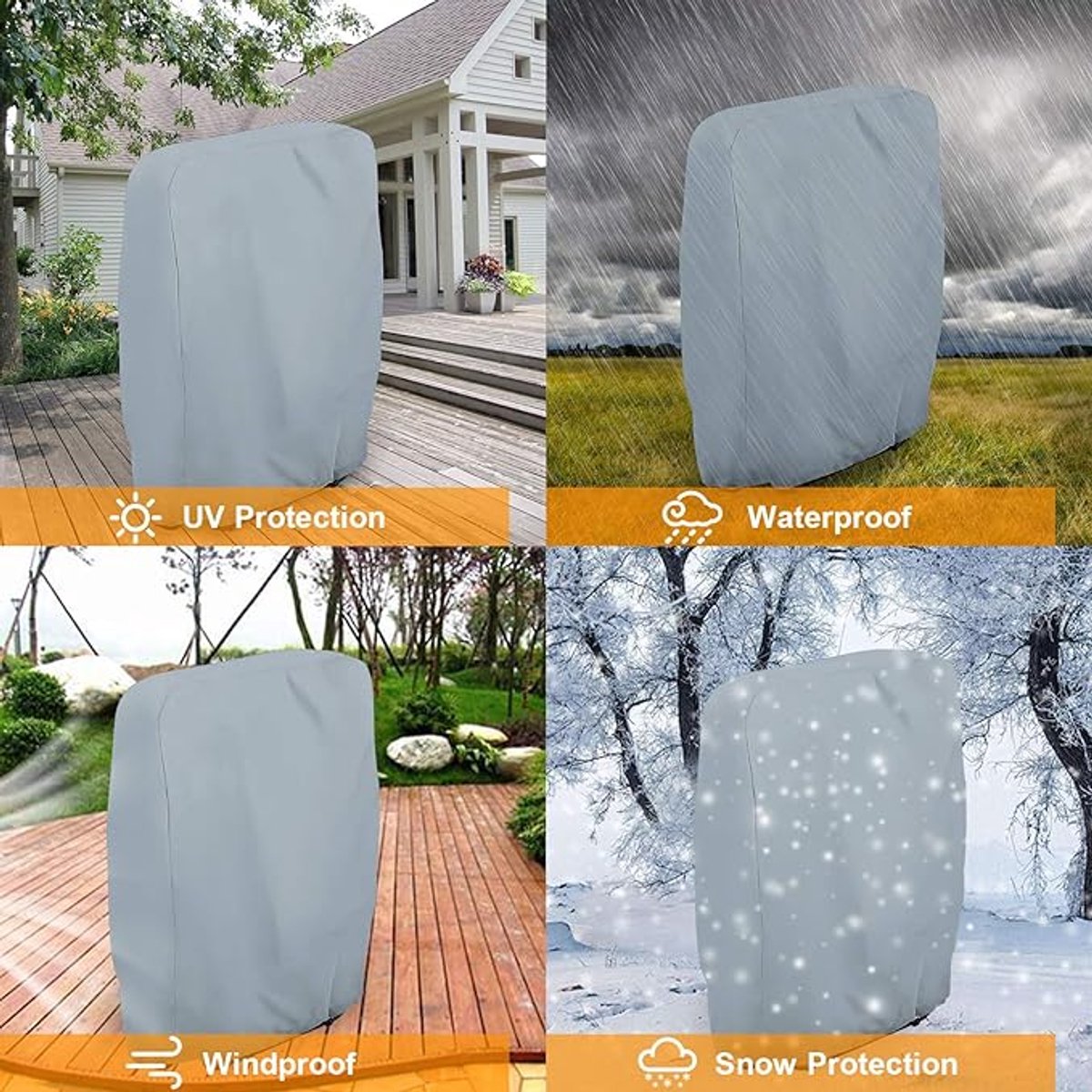Waterproof Chair Cover - Garden Chair Cover - Protective Cover for Garden Furniture - Waterproof Chair Cover - Cover for Folding Chairs - Garden Furniture Cover - Garden Chair Cover - 71x20/34x110cm - For Outdoor Use in the Garden, Balcony or Terrace - Gr - Image 4