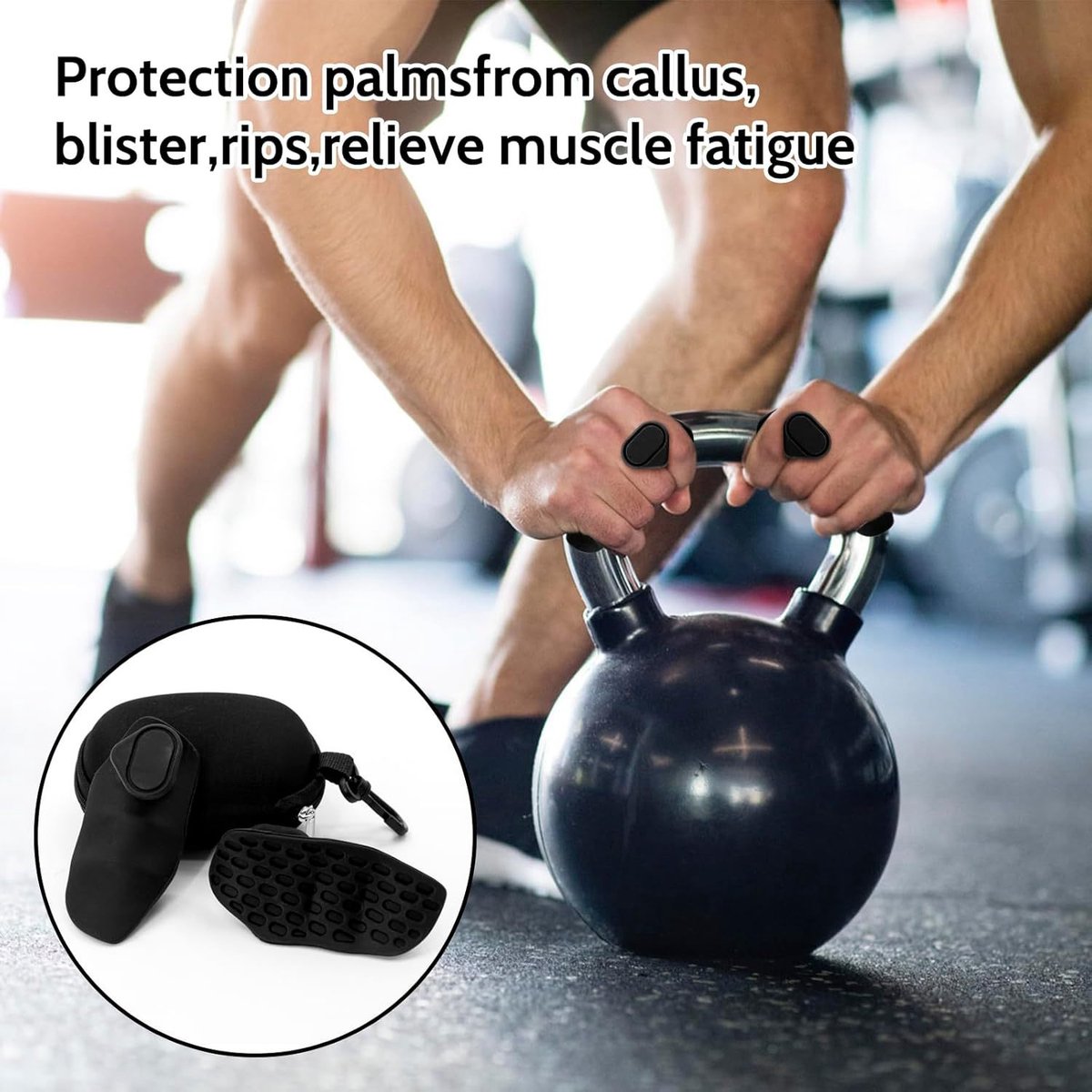 Fitness Strength Training Grips - Pack of 2 - Rubber Gym Weightlifting Non-Slip Exercise Grips - Deadlift Straps - Lift Straps - Strength Training - Fingerless Weightlifting Grips - Non-Slip Palm Protectors - Black - Image 4