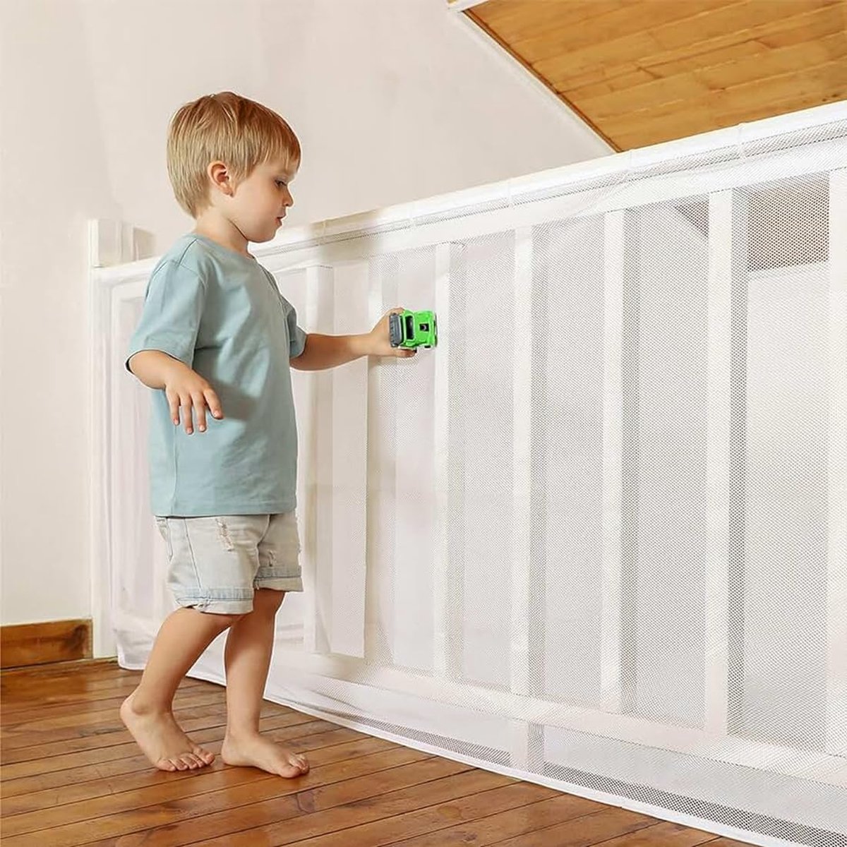 Safety Net - Baby and Animal Safety Gate - 600 x 79 cm - Robust - Adjustable - Baby Safety - Retractable Safety Net - Balcony - Stairs - White - Safety Gate - made of mesh for cats and toys - Image 8