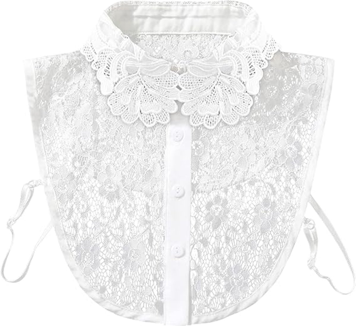 Blouse collar - Collars - Loose collar - Fake collar - Sweater Decorative - Round collar - White - One size - Lace - Detachable - Floral Pattern design - Adjustable - Image 1