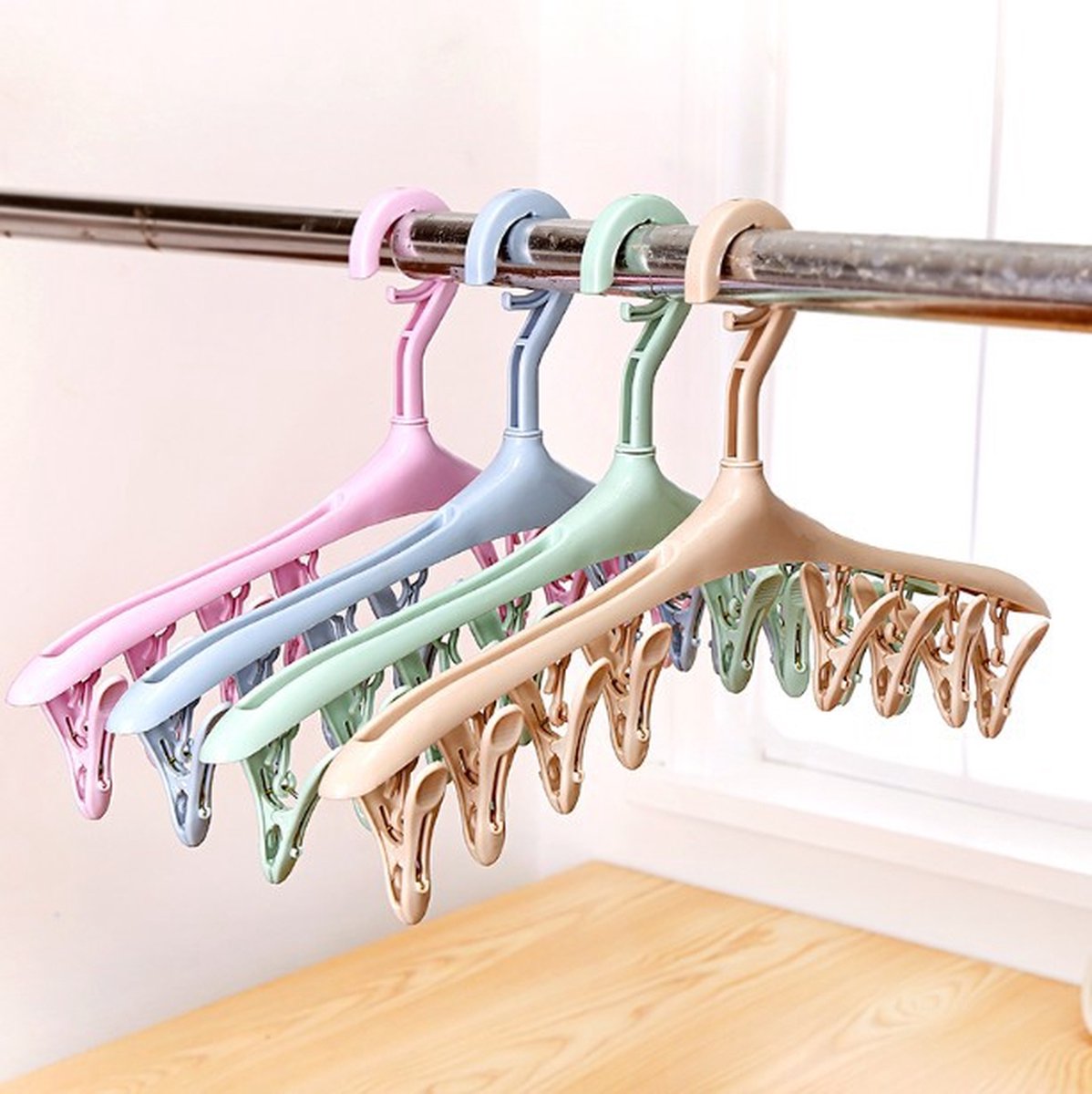 Sock dryer - 4 pieces 8 clips - Blue green purple yellow - Sock hanger - Sock dryer - Bras - Underwear - Sock drying rack - Drying rack - Drying rack - Small clothes rack - Washing hanger - Sock drying rack - Sock hanger - Windproof - Image 1