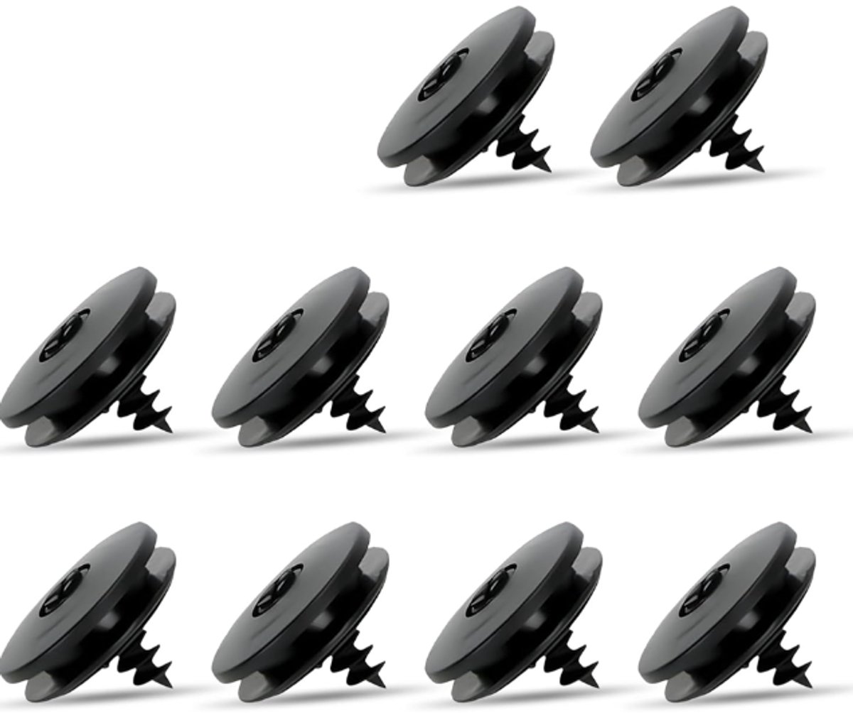 Car Floor Mat Fastening Clips - Pack of 10 - For Attaching Car Anti-Slip Mats - Car Mat Fastening Buckles - Black - Plastic - Universal - 3.55*2 cm - Suitable for Most Car Floor Mats - Image 1