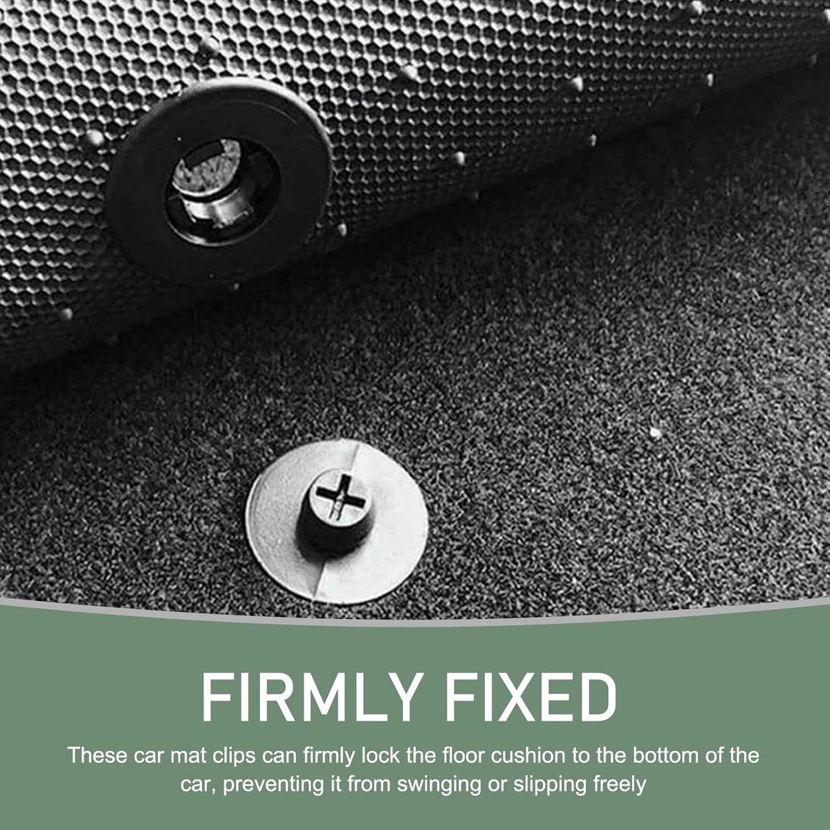 Car Floor Mat Fastening Clips - Pack of 10 - For Attaching Car Anti-Slip Mats - Car Mat Fastening Buckles - Black - Plastic - Universal - 3.55*2 cm - Suitable for Most Car Floor Mats - Image 2