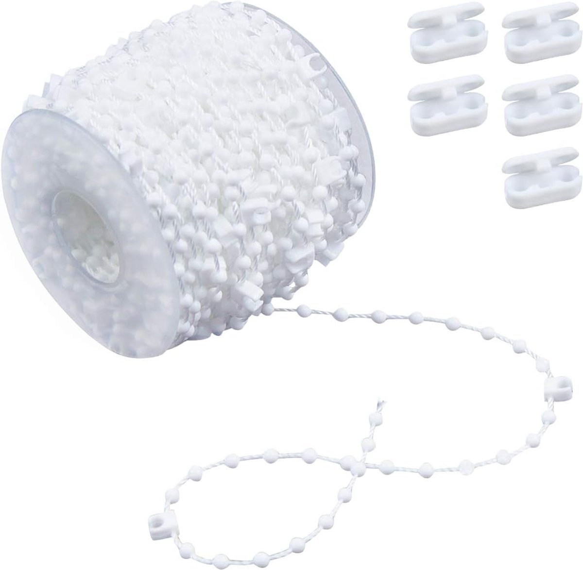 Roman Blind Chain - 20M - with 5 mating connectors - Roller Blind Chain - Curtain Parts - White - Plastic - for 89 mm slats - For repairing roller blinds Shades - Image 1