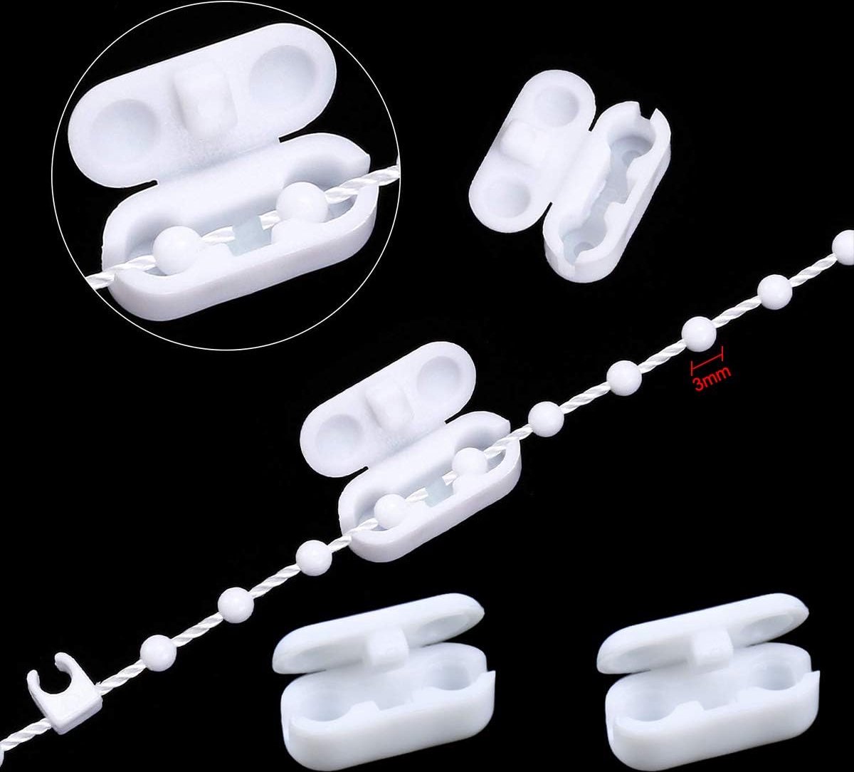 Roman Blind Chain - 20M - with 5 mating connectors - Roller Blind Chain - Curtain Parts - White - Plastic - for 89 mm slats - For repairing roller blinds Shades - Image 3