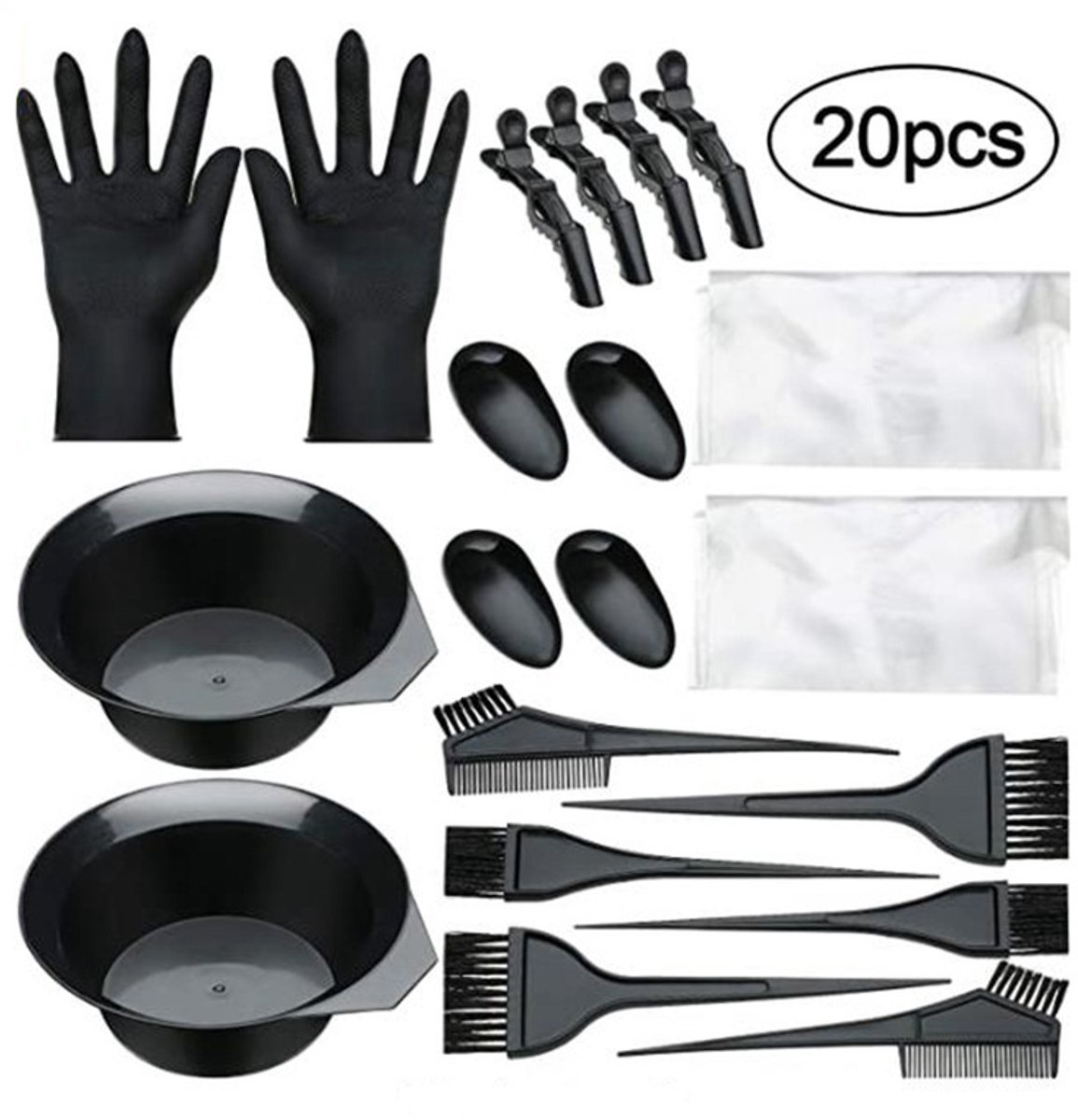 Hair Dye Set - 20-Piece - Paint Brush - Hair Dye Brushes - Brush + Tray + Gloves - Hair Dye Supplies - Hair Dye Starter Kit - Hairdressing Products - Hairdressing Accessories - Image 1