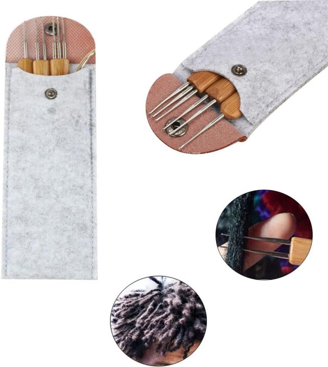 Set of 6 - Crochet needles - Dreadlocks tool - Crochet - 0.75 mm - Storage bag - Image 3