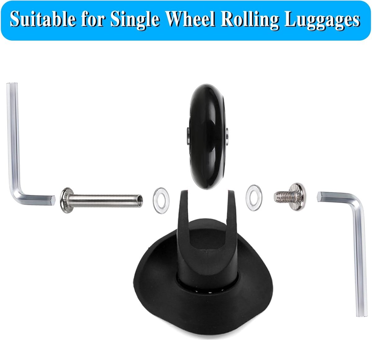Set of 2 - Suitcase wheels - Replacement wheels for suitcases - Rubber casters - Bearings - Repair kits - 70mm x 24mm - Spare wheels - Suitcase - Casters - Luggage wheels - With screws - Wheels - Caster wheel - Suitcase wheels replacement set - Image 5