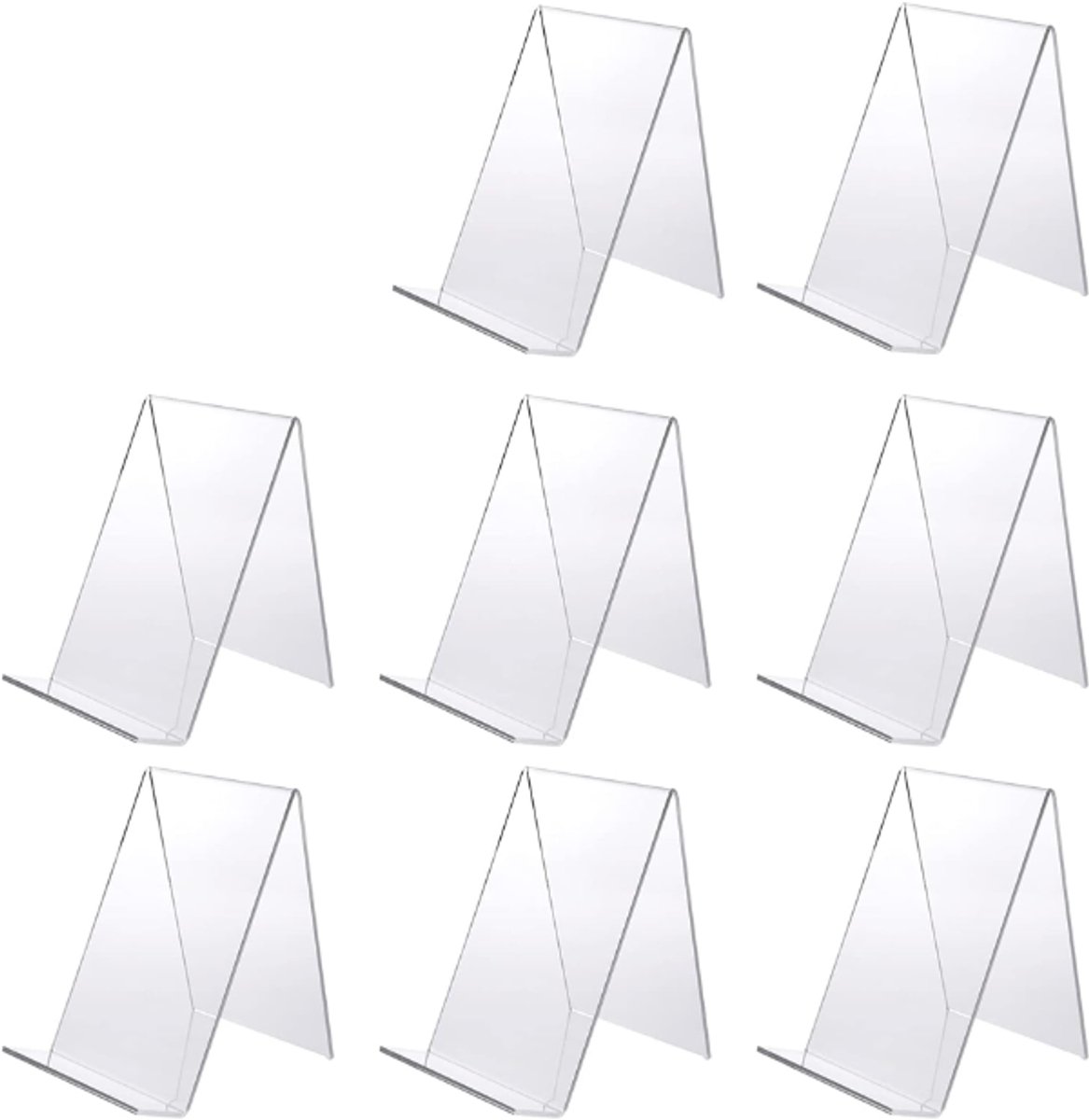 Bookends - 8 Pieces - Plate Holder - Sliding Stand - Phone Holder - Business Card Holder - Book Stand - Durable - Adjustable - Transparent - For Books, Cookbooks, Magazines, Postcards, Artwork - Acrylic - 10*11.5*13cm - Image 1