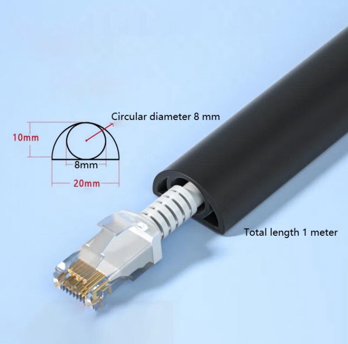 Cable bridge bottom - Self-adhesive cable duct - PVC - Cable duct floor - Concealing cables - Cable protection - Power cables suitable for homes, offices, hotels and warehouses - 100 x 2 x 1 cm - Black - Image 5
