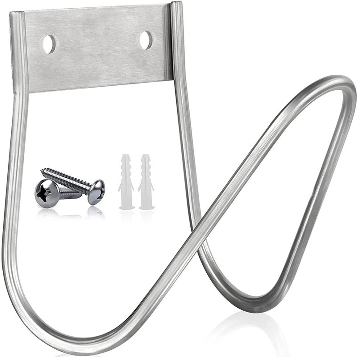 Garden Hose Holder - Stainless Steel - Silver - 17.5 x 15 x 16 cm - Wall-Mounted Hose Bracket - Garden Hose Reel - Hose Holder - Garden Hose Hanging System - Garden Tool Storage - For Hanging Garden Hoses, Ropes and Extension Cords - Image 1