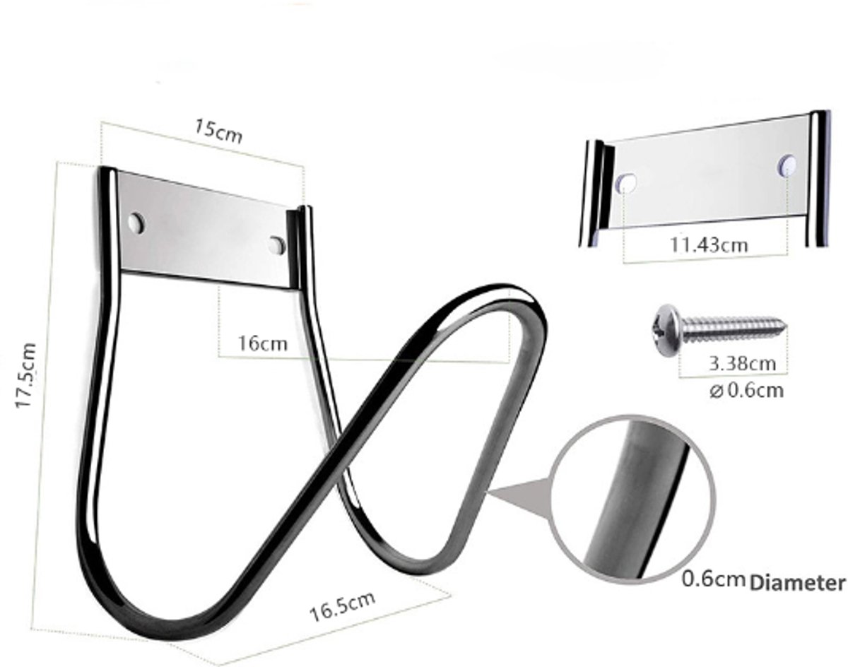Garden Hose Holder - Stainless Steel - Silver - 17.5 x 15 x 16 cm - Wall-Mounted Hose Bracket - Garden Hose Reel - Hose Holder - Garden Hose Hanging System - Garden Tool Storage - For Hanging Garden Hoses, Ropes and Extension Cords - Image 2