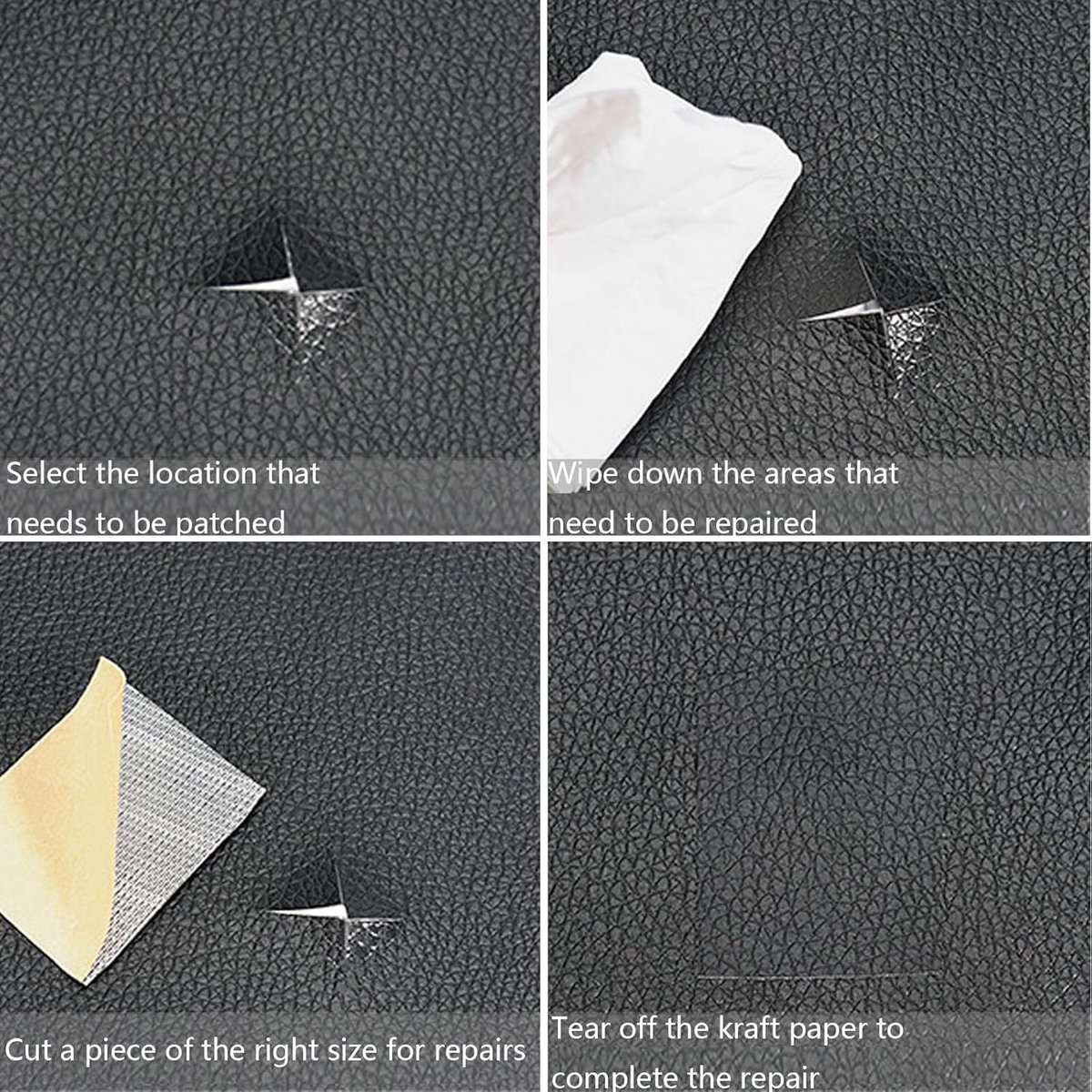 Self-adhesive leather repair kit - 50*137cm - leather sofa - leather repair - leather patch - self-adhesive sticker - PU Leather - Repair kit - Multifunctional - Sofa repair - Black - Image 3