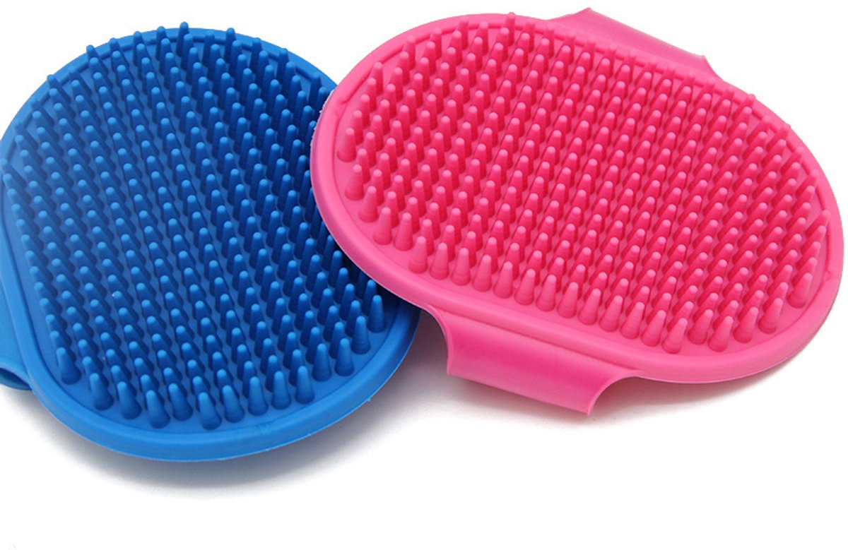 Pet Hair Remover - 2 Pieces - Cat Comb - Pet Hair Remover - Pet Grooming Gloves - Pet Silent Hair Removal Gloves - Dog Brush - Cat Brush - Reusable - For Small, Medium and Large Pets - Blue+Pink - Image 1