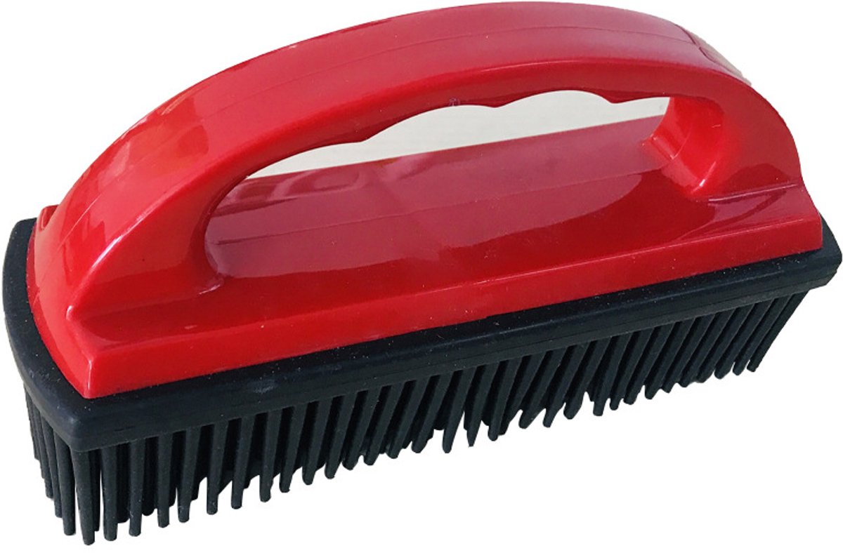 Pet Hair Remover for Fabric - Remove Dog and Cat Hair from Clothing, Furniture, Cushions and Car Interiors - Rubber Hair Remover - Soft Deshedding Brush - Red - For Pets and Furniture - Image 1