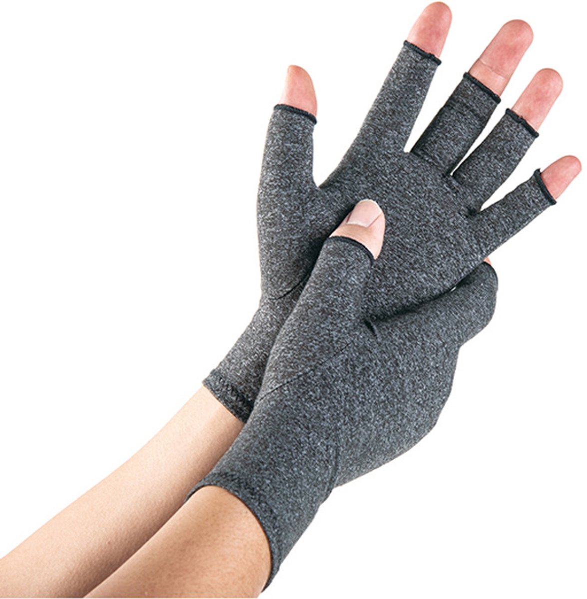 Pair - Fingerless Gloves - 22*17cm - Gray - Unisex - Cotton, Polyester, Spandex - Suitable for cycling, driving, mountaineering, fitness, fishing, sun protection, etc. - Image 1