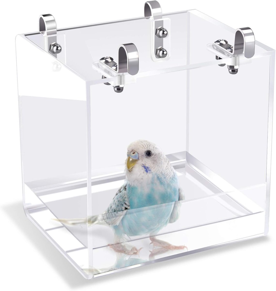 Bird bath - Fauna bath - Bird bath - Hanging bird bath/bowl/house - 13*11*13CM - Transparent - Bird cage bath - Bath bowls - For inseparable parakeets - Image 1