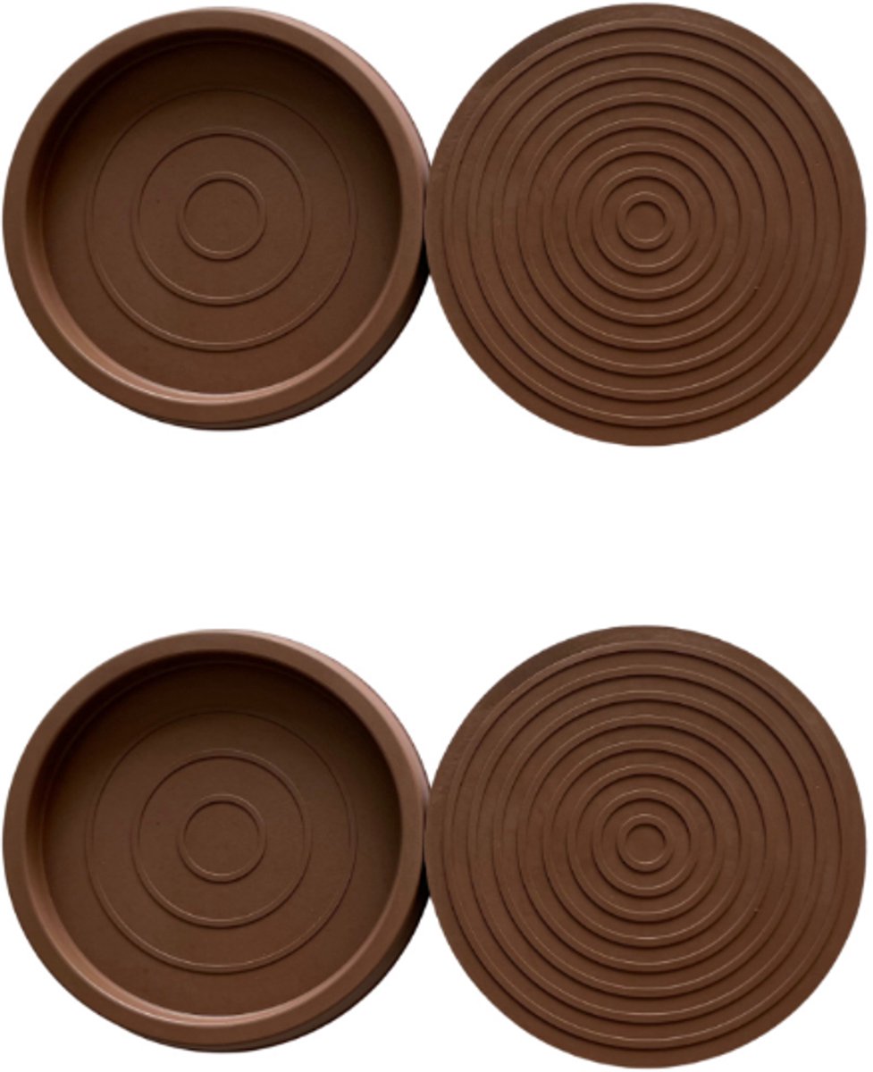 4 Pieces - Non-Slip Furniture Pads - Rubber - Brown - Round - For Floor and Furniture Protection - Suitable for Bed Sofa Stoppers - 75*75*9mm - Image 1