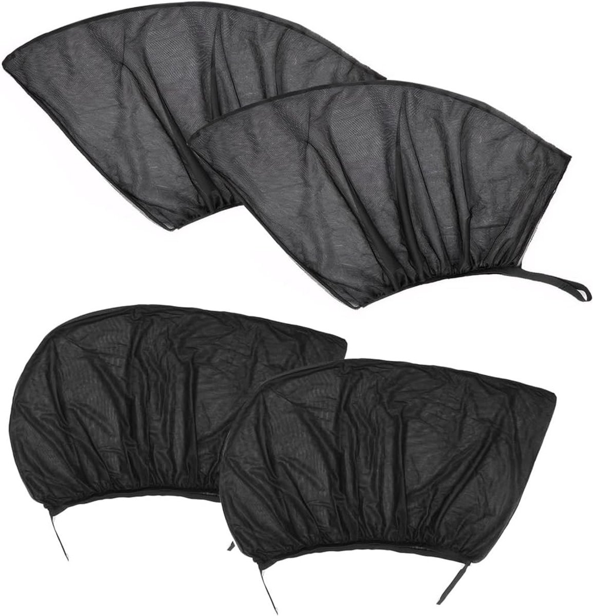 Car Sunshade - 4 Pieces - Suitable for Front and Rear Windows - Polyester - UV Protection - Car Sunshade for Baby & Child - Car Window Sun Protection - Car Sunshade - Car Accessories - Universal - Black - Image 1