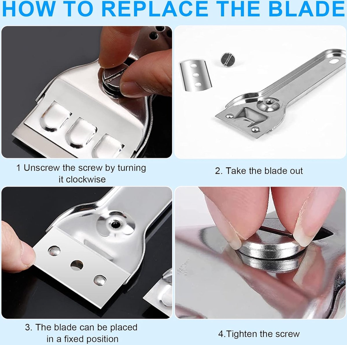 Ceramic Plate Scraper - Hob Scraper Scraper With 20 Extra Blades - Paint Scraper - suitable for glass or tiles and against glue or paint residue - glass scraper - stainless steel - cleaning induction hobs - halogen hob - paint cleaner - Image 2