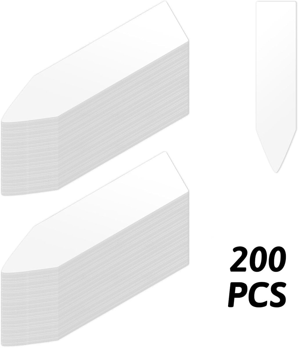 200 Plant Labels - 5x1 CM - Plant Labels - Plant Sticks - Plant Labeling - Herb Labeling - Stick Labels Vegetable Garden Signs - Slotted Labels Plant Label - Plant Signs - Plastic - White - For Garden Potted Herbs Flowers Vegetables - Image 1