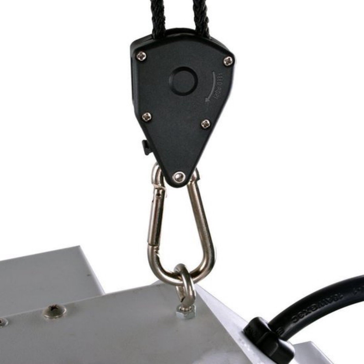4 pieces/2 pairs - Rope ratchet - ratchet - internal gear ratchet - tow hook with carabiner - Rope ratchet hanger set - lifting device - 2m long - 150 lbs - black - for indoor plants, lighting and ventilation - Image 6