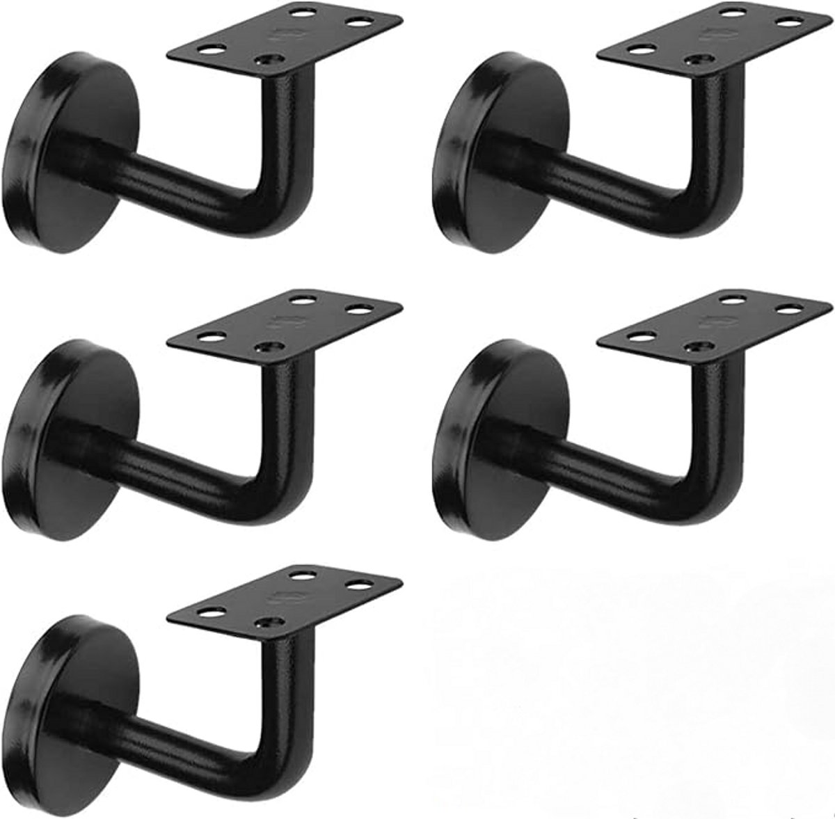 5 pieces - Handrail holder - handrail brackets - wall bracket - handrail support rod - Staircase Handrail Support - 6*8 cm - black - stainless steel - for stairwells, indoors and outdoors - for square/horseshoe-shaped handrails - Image 1