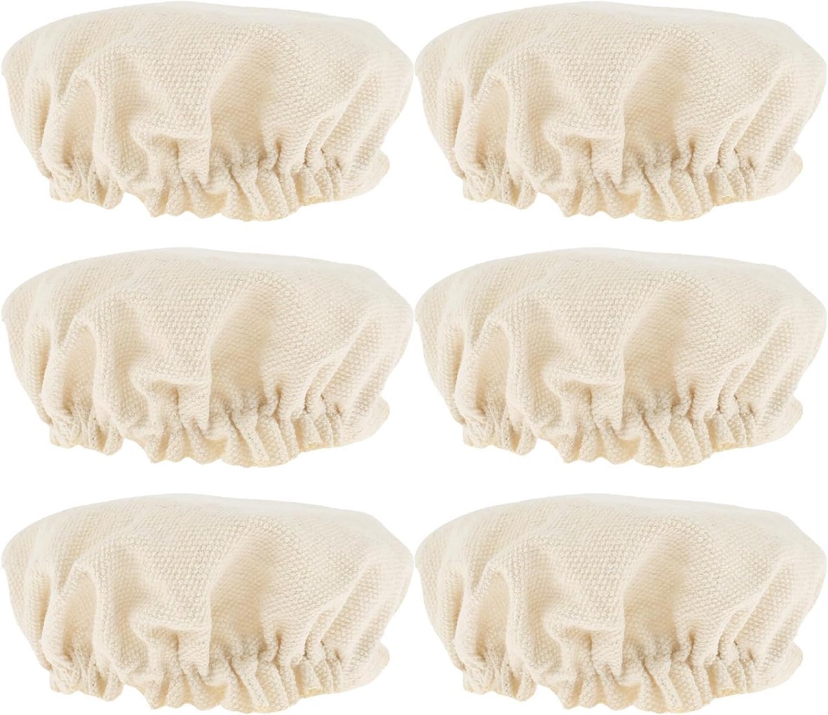 Fermentation Cloth - Pack of 6 - Fabric Covers for Sourdough - Canvas - Fabric Lids - Dust Cover - Sourdough Fermentation Jars - Reusable - Cover for Proving Basket - Basket Covers - Washable - For Bread Baking - 10cm - Beige - Image 1