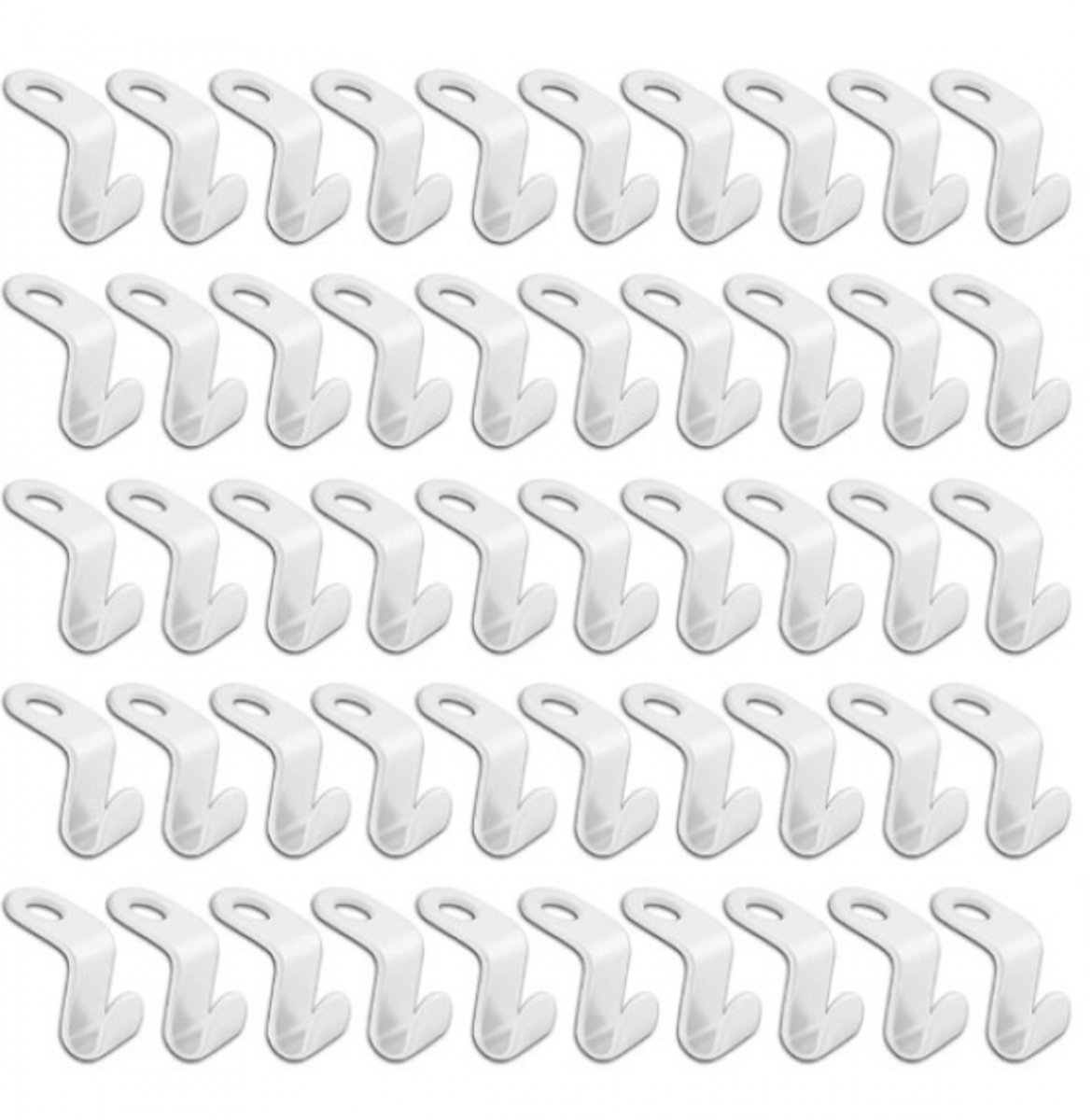 50 Pieces - Coat Hook - Hanger Connector Hooks - Coat Hook - Hanging Hooks - White - Hanger Extension Clips - Plastic - for Outfit Cascading Hanger Hooks - Space-Saving Organizer - Image 1