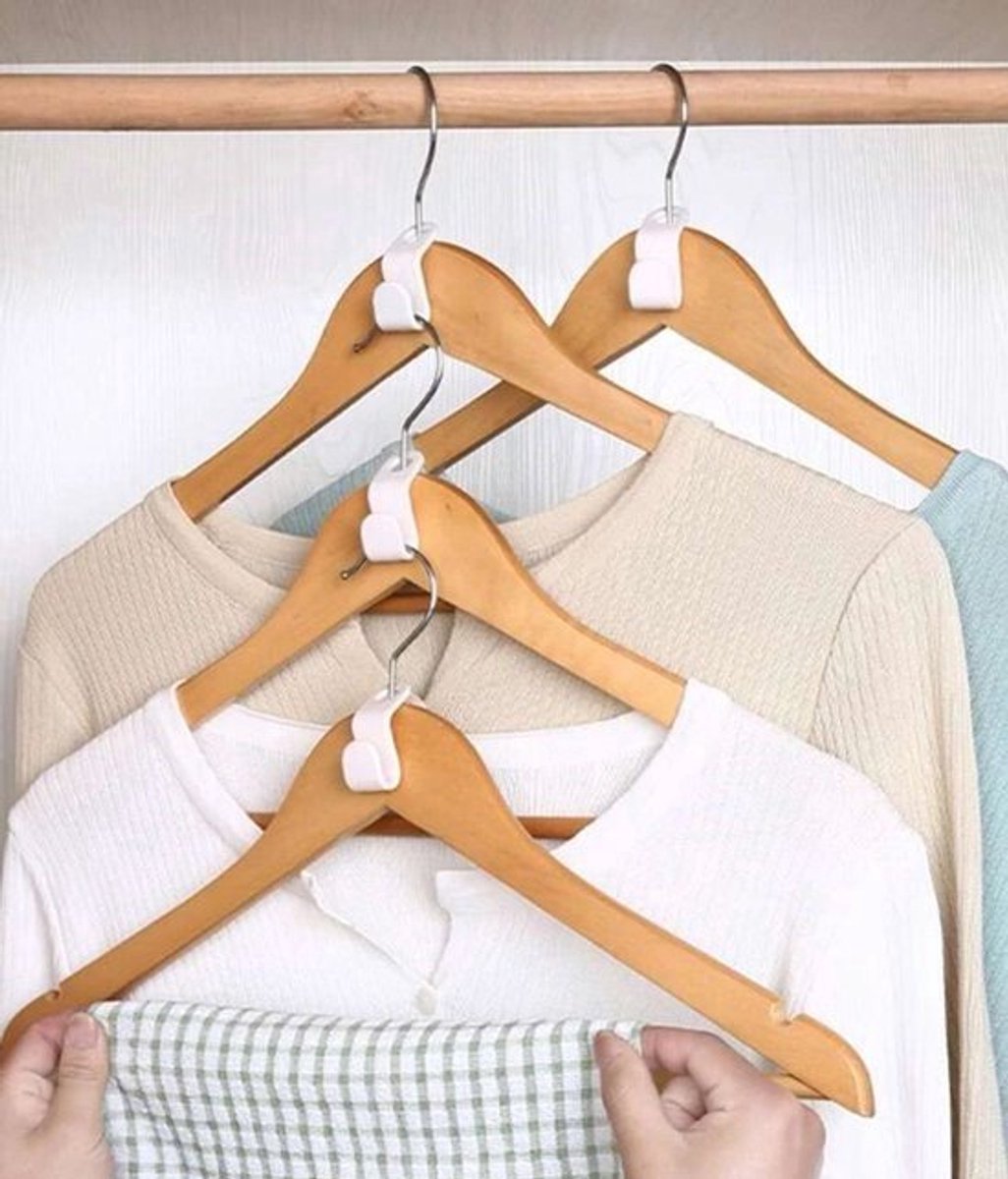 50 Pieces - Coat Hook - Hanger Connector Hooks - Coat Hook - Hanging Hooks - White - Hanger Extension Clips - Plastic - for Outfit Cascading Hanger Hooks - Space-Saving Organizer - Image 2