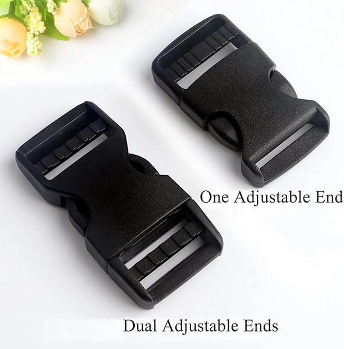 Buckles and closures - 20mm snap buckle - Black plastic - 4 pieces - Image 3