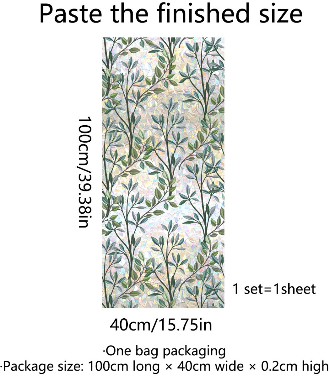 Window film - 40 x 100cm - Sun protection & insulating - Static - Static self-adhesive adhesive film - Decorative film - Stained glass - Green vines - PVC - Image 2