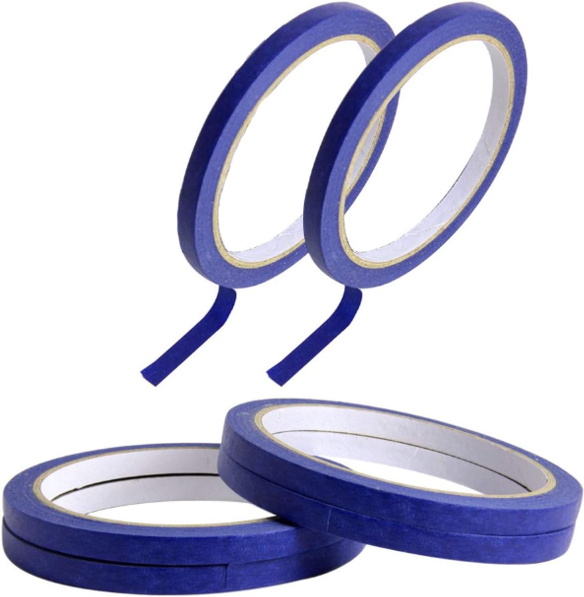 Masking Tape - 6 Pieces - 5mm Wide - 20m - Blue - Professional Masking Tape for Straight Paint Edges - Tape for Precision Painting & DIY Projects - Self-Adhesive - Easy to Remove - for Painting, Airbrushing, Art - Image 1