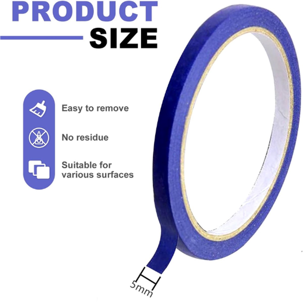 Masking Tape - 6 Pieces - 5mm Wide - 20m - Blue - Professional Masking Tape for Straight Paint Edges - Tape for Precision Painting & DIY Projects - Self-Adhesive - Easy to Remove - for Painting, Airbrushing, Art - Image 6