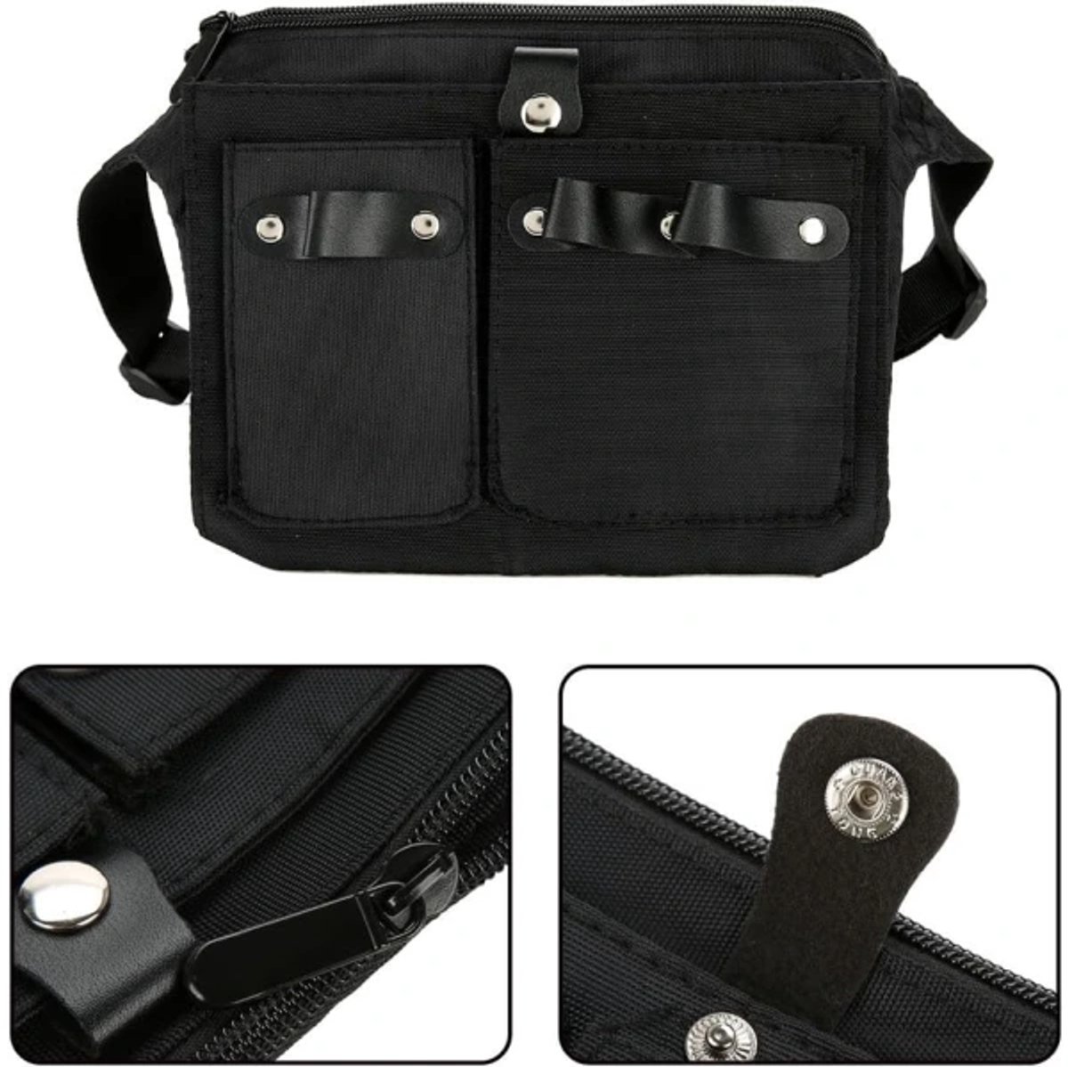 Hairdresser's Bag - Hairdresser's Belt Bag - Hairdresser's Scissor Bag - Canvas - 34*18 cm - For combs, clips - Black - Image 2