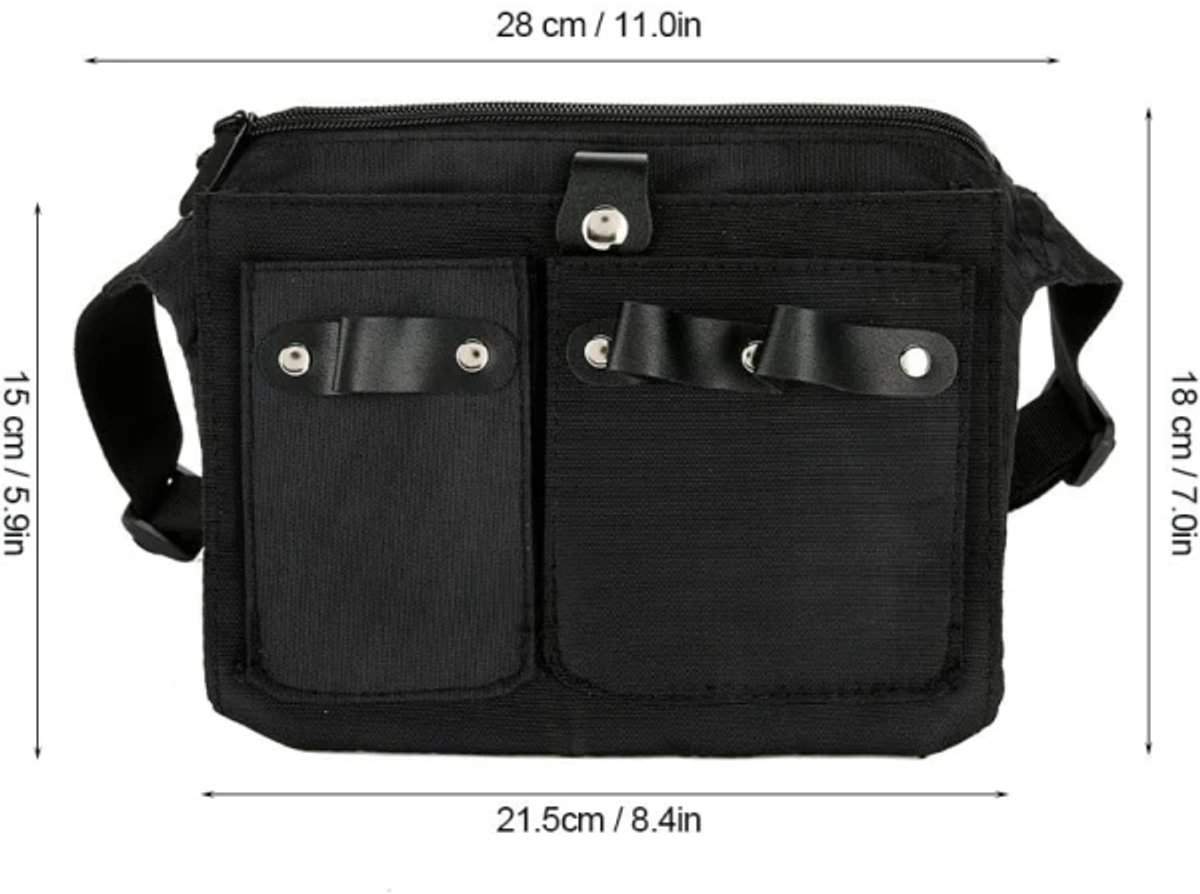 Hairdresser's Bag - Hairdresser's Belt Bag - Hairdresser's Scissor Bag - Canvas - 34*18 cm - For combs, clips - Black - Image 5