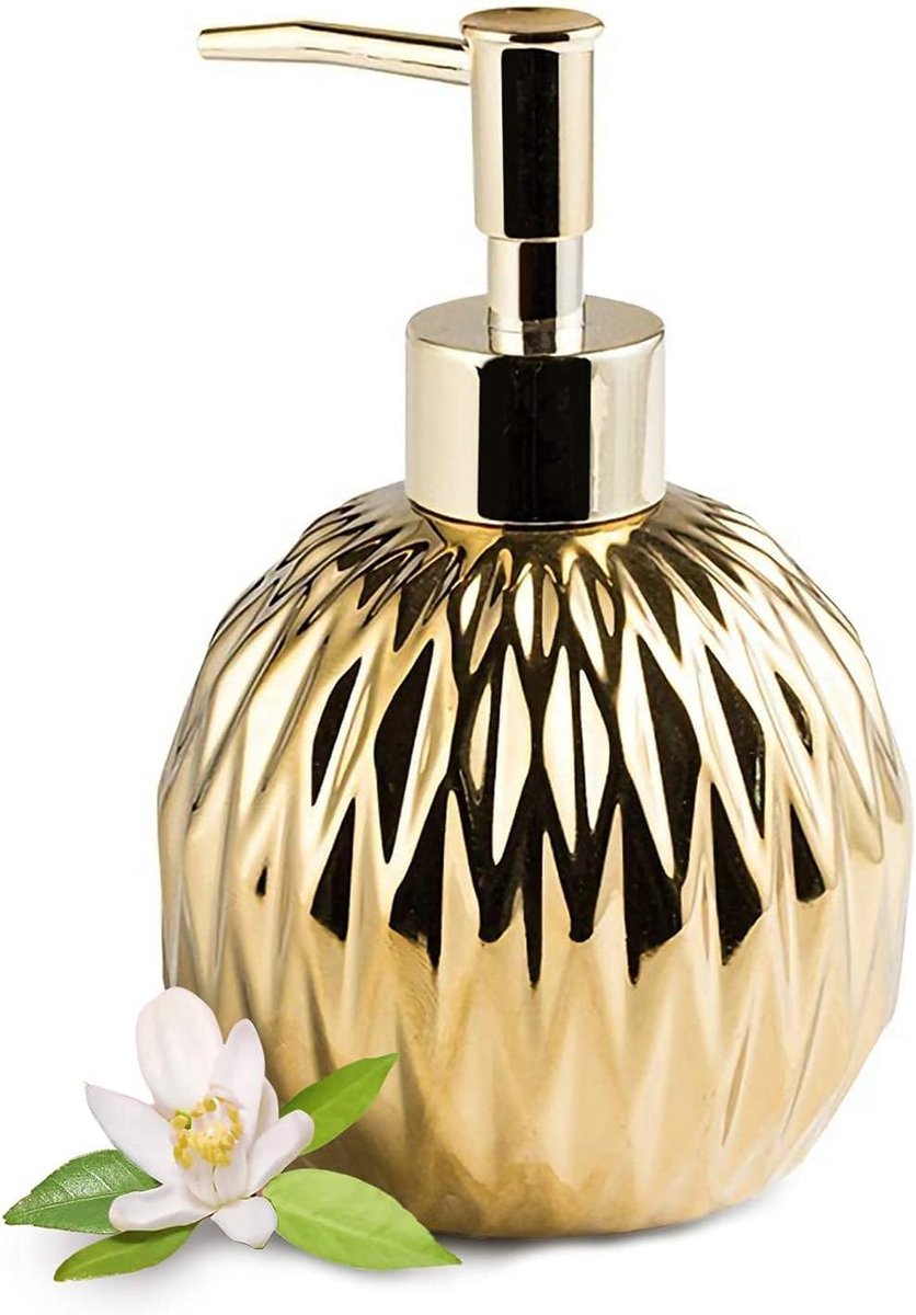 Modern ceramic soap dispenser gold for bathroom and kitchen - Image 1