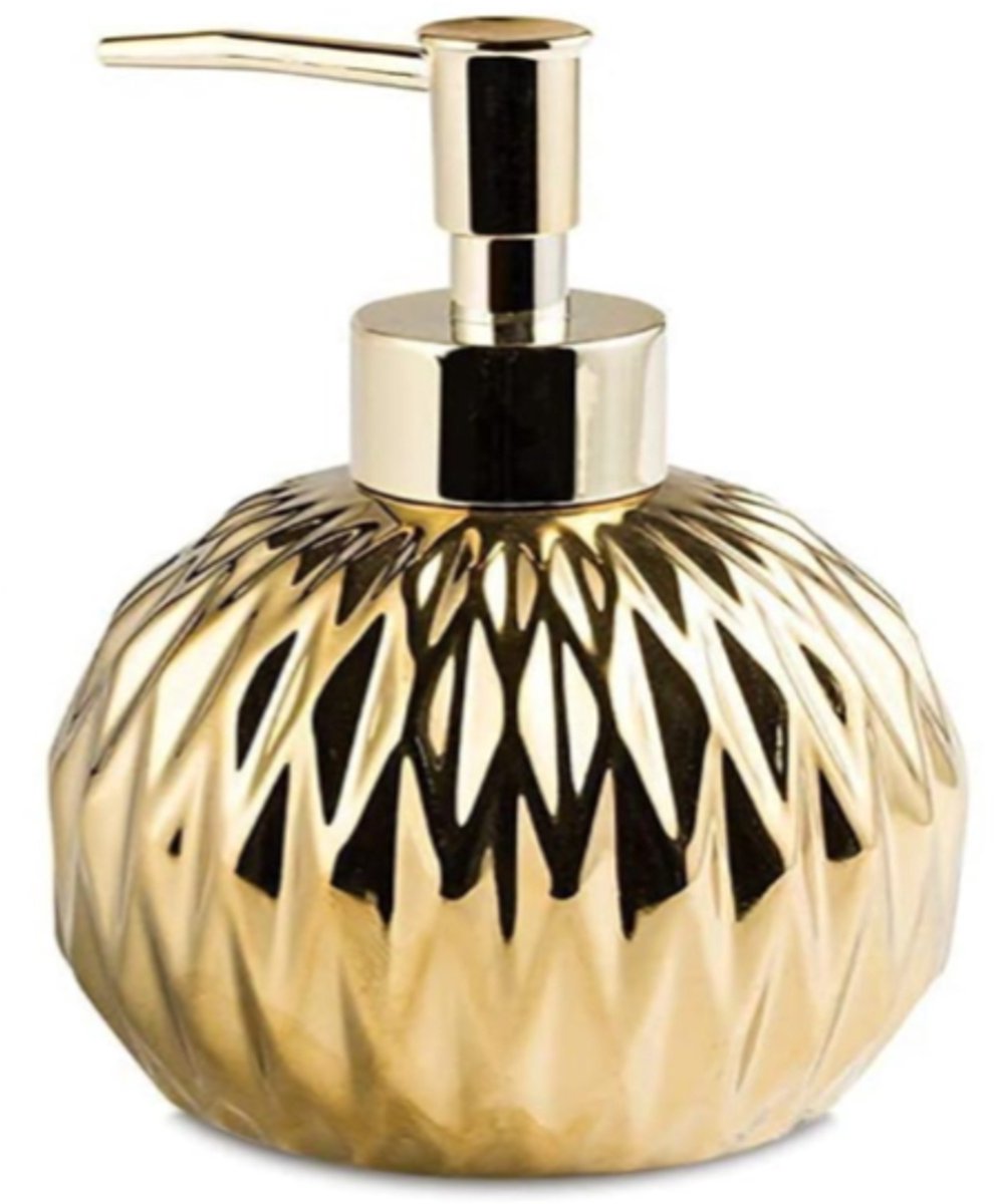 Modern ceramic soap dispenser gold for bathroom and kitchen - Image 2